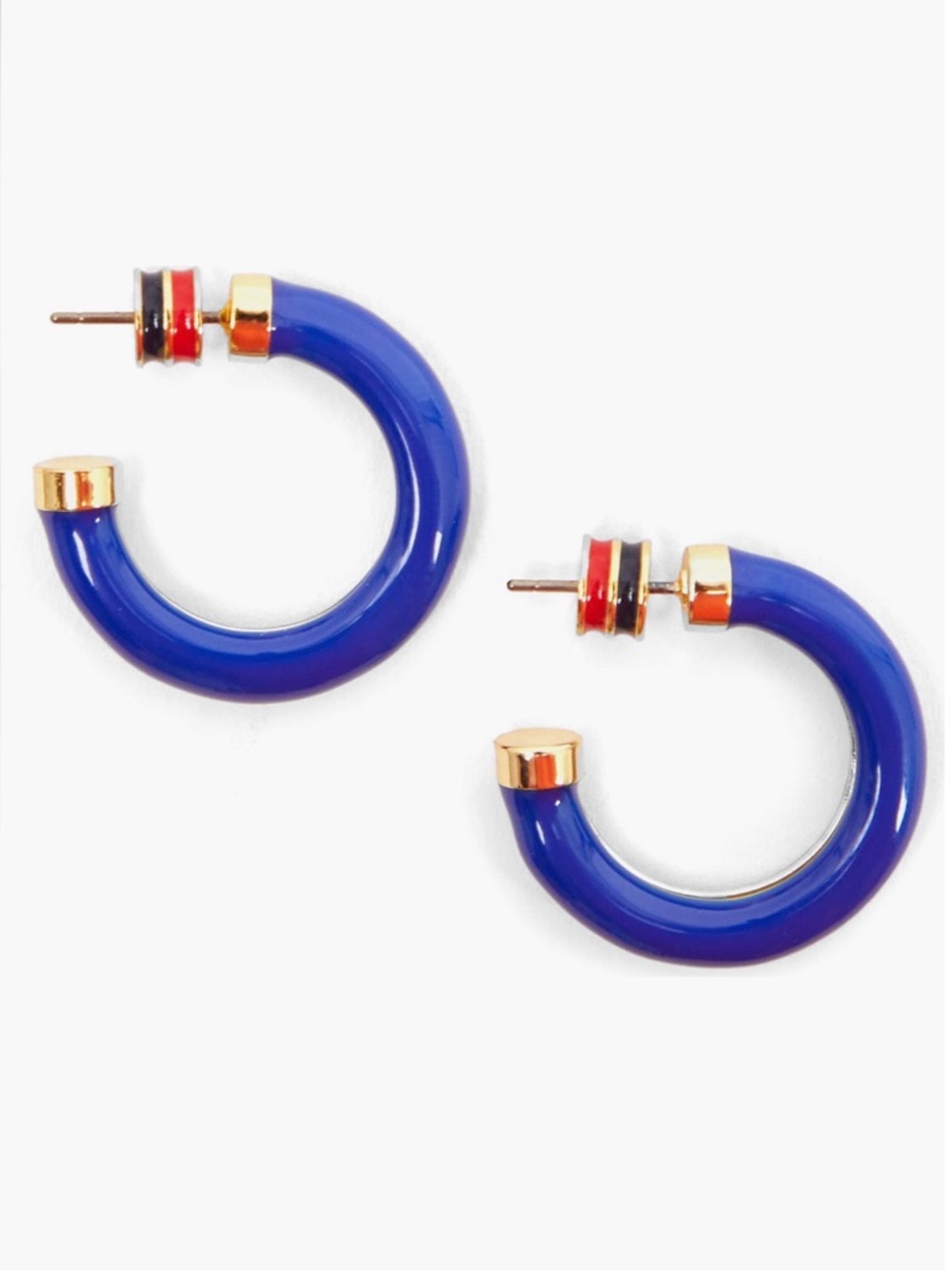 Clare V Cobalt Le Tube Hoop Earrings NWT